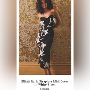 Elliatt Strapless Black Dress with White Floral Design